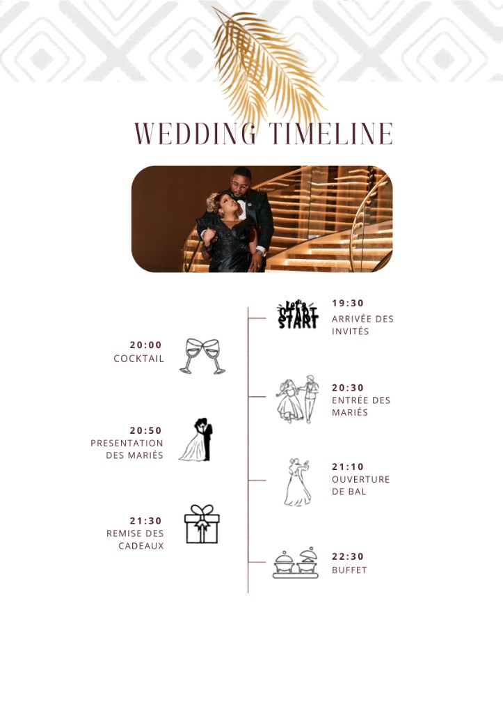 Programme du mariage — horaires de la réception